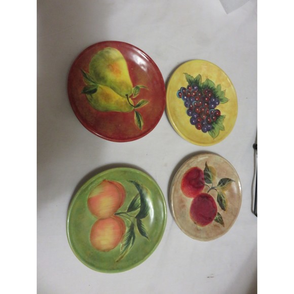 SUSAN WINGATE CERTIFIED INTERNATIONAL BREAD DIPPING SET DECANTER & PLATES RACKED - Picture 3 of 4